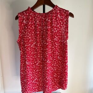 LOFT Red Heart Pattern Sleeveless Top Size M